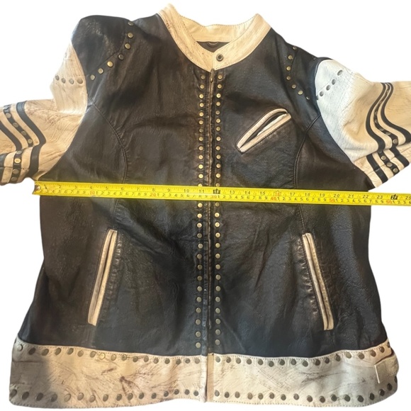 Wilsons Leather Moto Jacket Vintage Rare Biker Woman Men Distressed IX XXL Plus - Picture 14 of 15